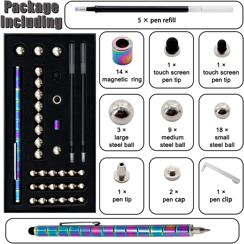Product size and layout for the magnetic fidget pen balls set