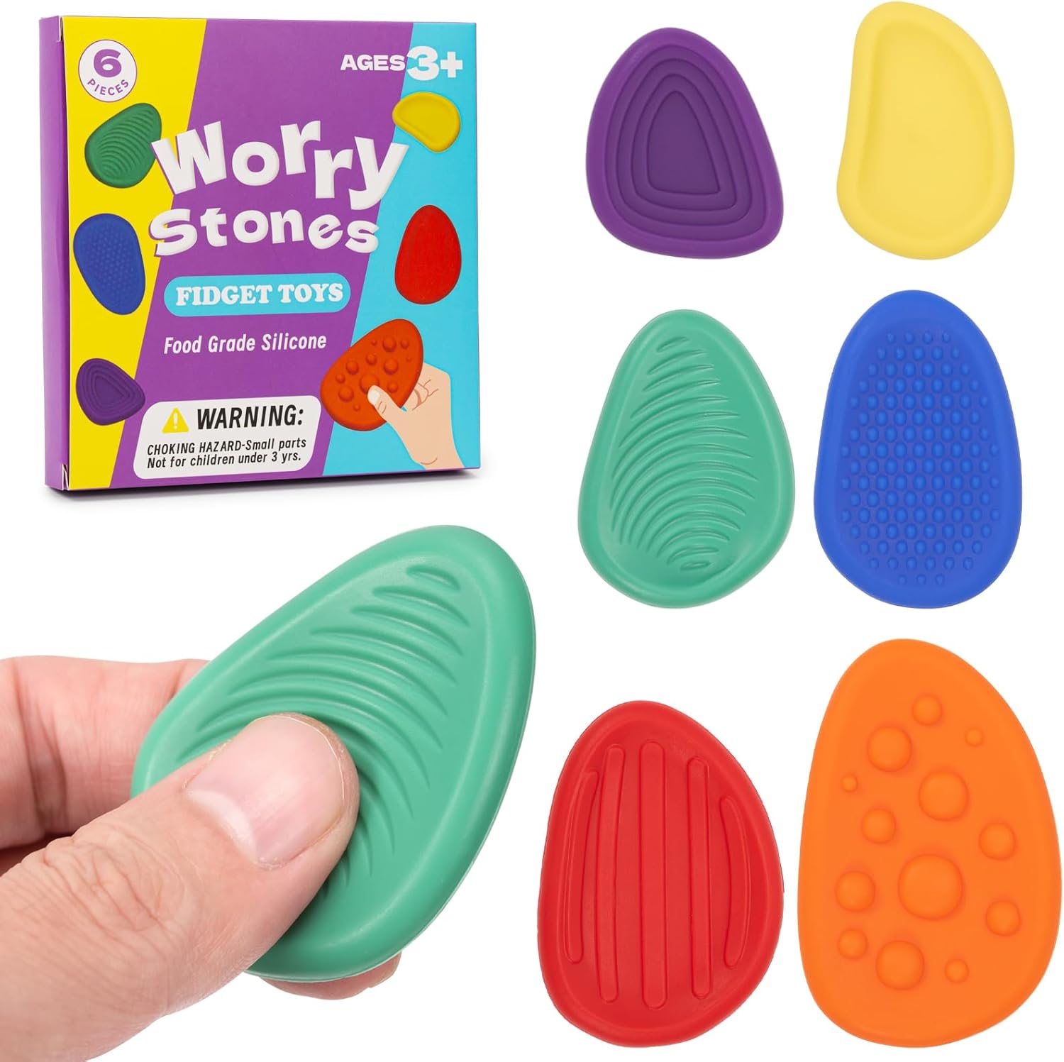Product image: Silicone Sensory Worry Stone Set