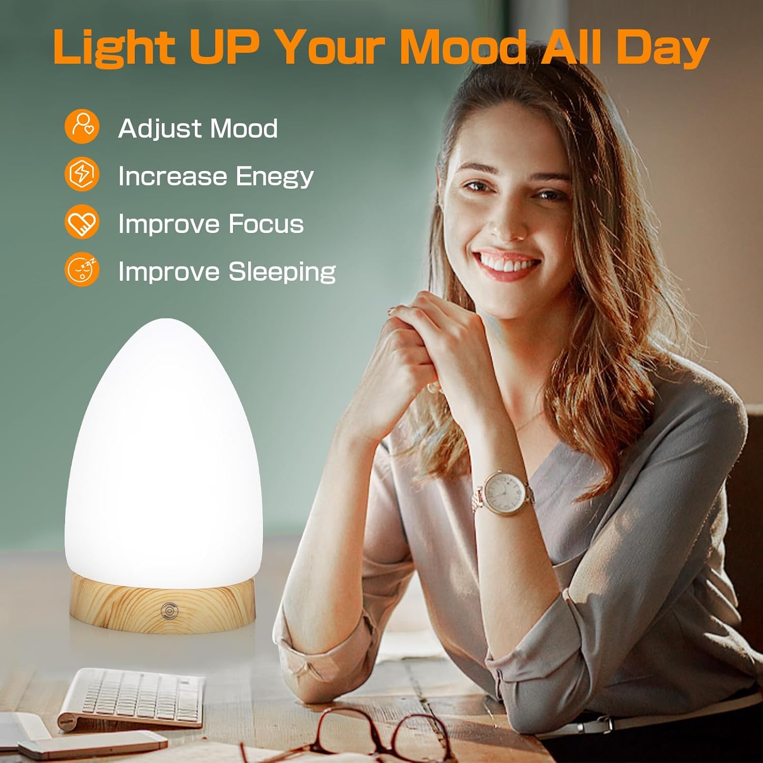 Light Therapy Lamp in use, showing mood-boosting benefits
