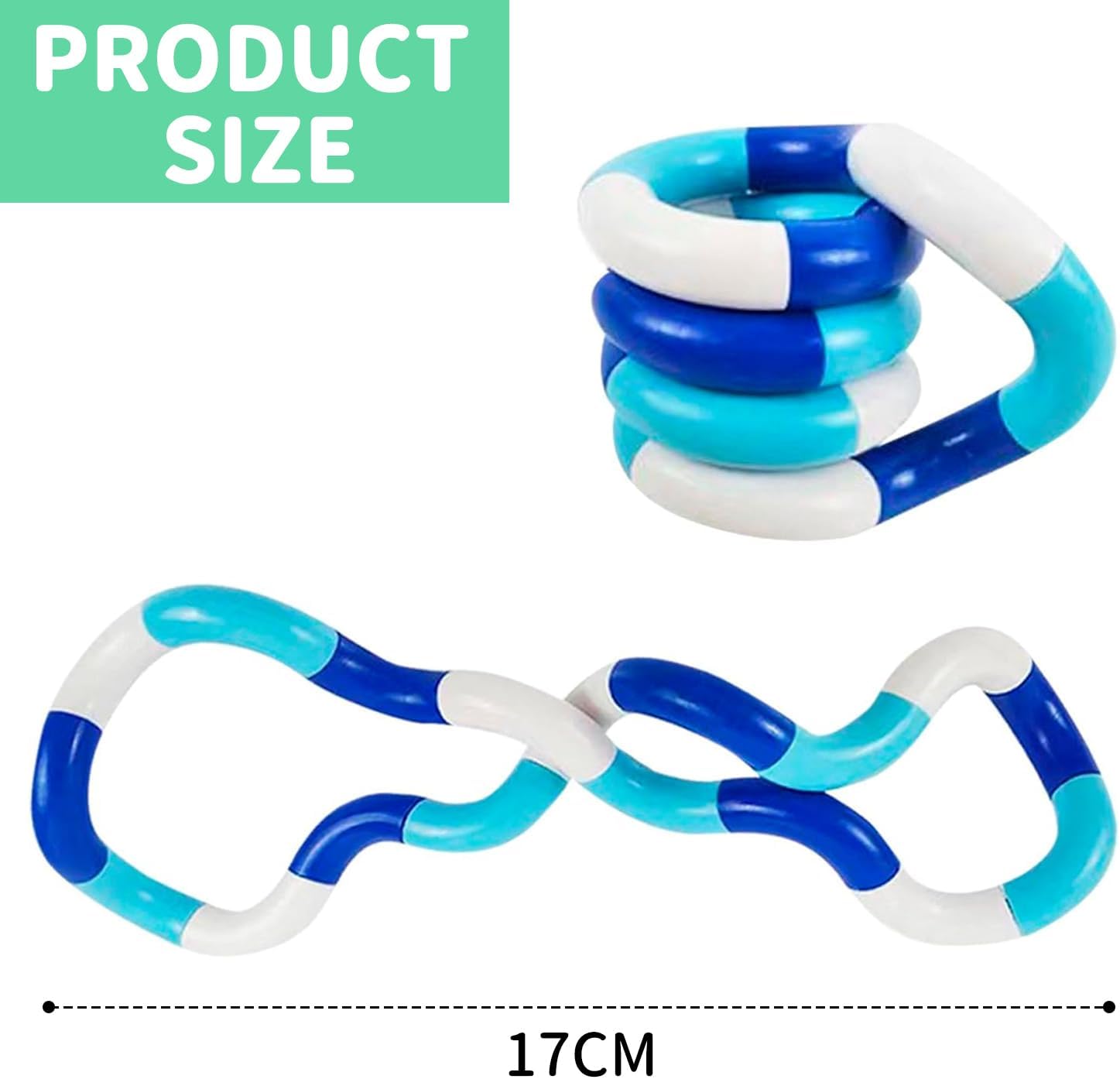 Product size and layout for the Tangle Fidget Toy set